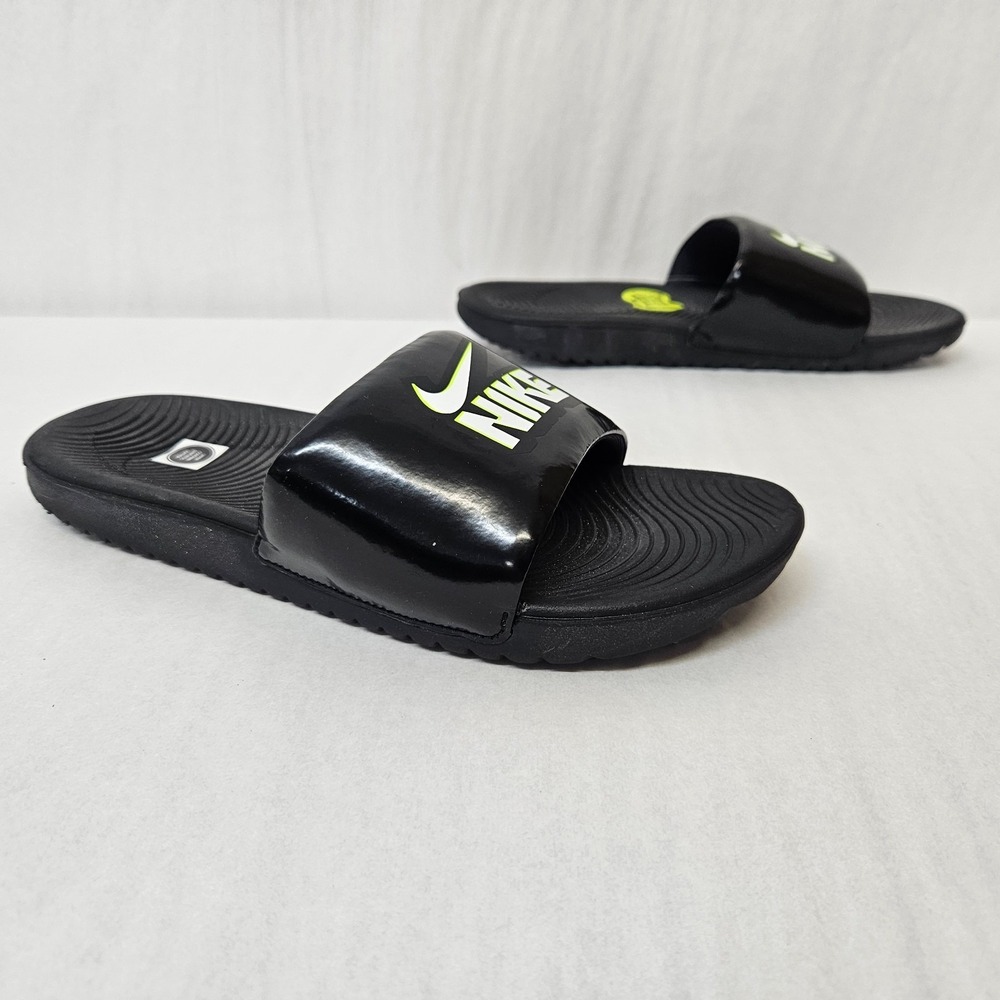 Nike Kawa Slide Fun GS/PS Slide Sandals DD3242-001 Black White Volt Kids Size 6Y